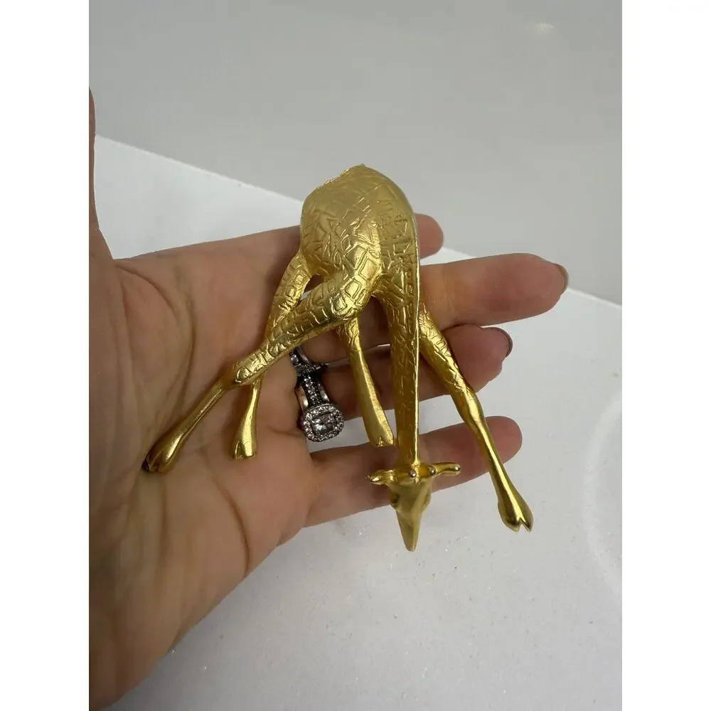 Vintage Giraffe Brooch Pendant Gold 3.5” Rare Safari Ms. Frizzle Teacher